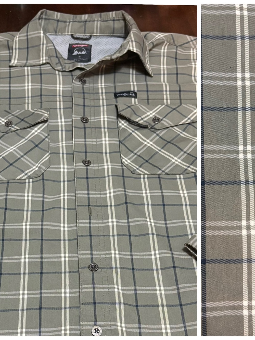 Men's Wrangler Gray Plaid Button-Up Shirt